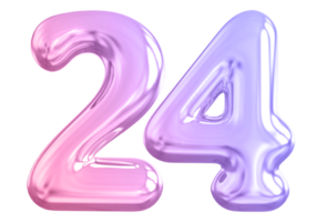 24 number gradient 3d render png