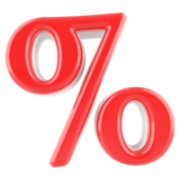 Red percent symbol 3d render png