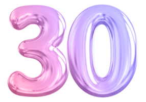 30 number gradient 3d render png