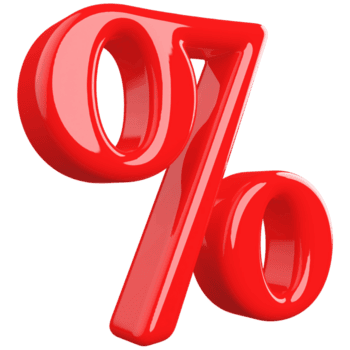 Red percent symbol icon 3d render png