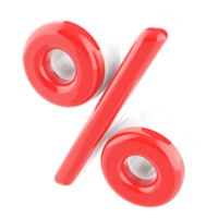 rojo por ciento símbolo icono 3d hacer png