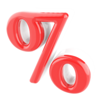 rood procent symbool icoon 3d geven png