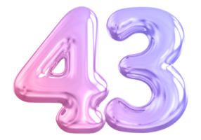 43 number gradient 3d render png