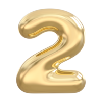 Gold 3d number 2 png