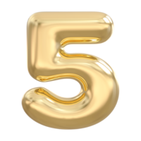 Gold 3d number 5 png