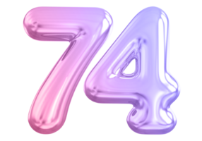 74 number gradient 3d render png