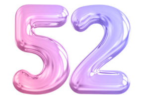 52 number gradient 3d render png