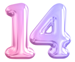 14 number gradient 3d render png