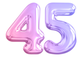 45 number gradient 3d render png