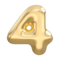 Gold 3d number 4 png