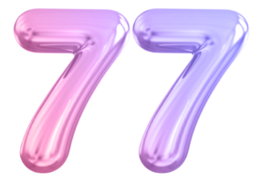 77 número gradiente 3d render png