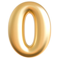 Gold 3d number 0 png