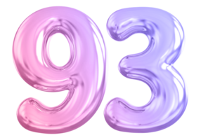 93 number gradient 3d render png