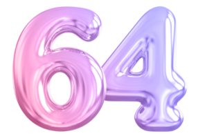 64 number gradient 3d render png