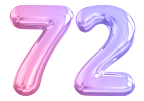 72 number gradient 3d render png