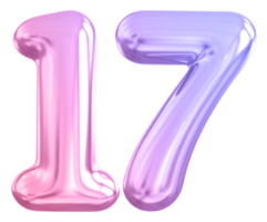 17 number gradient 3d render png