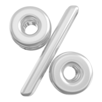 silver- procent symbol ikon 3d framställa png