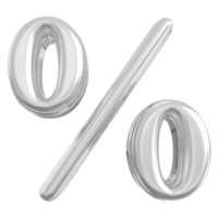 Silver percent symbol icon 3d render png