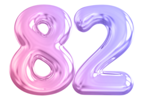 82 number gradient 3d render png