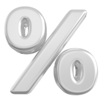 Silver percent symbol icon 3d render png