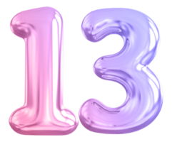 13 number gradient 3d render png