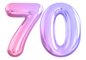 70 number gradient 3d render png