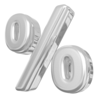 Silver percent symbol icon 3d render png