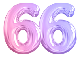 66 number gradient 3d render png