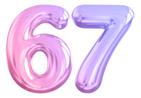 67 number gradient 3d render png