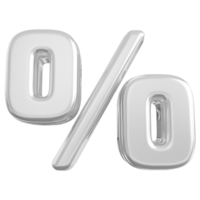 Silver percent symbol icon 3d render png