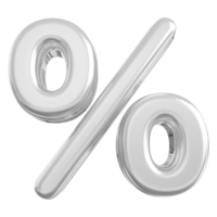 Silver percent symbol icon 3d render png