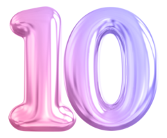 10 number gradient 3d render png