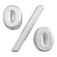 Silver percent symbol icon 3d render png