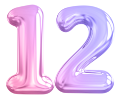 12 number gradient 3d render png