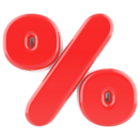 Symbol percent red 3d render icon png