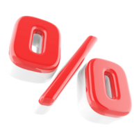 Symbol percent red 3d render icon png