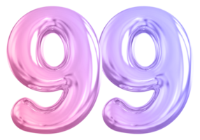 99 number gradient 3d render png