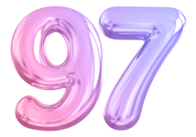 97 number gradient 3d render png