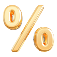 oro per cento simbolo icona 3d rendere png