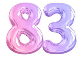 83 number gradient 3d render png