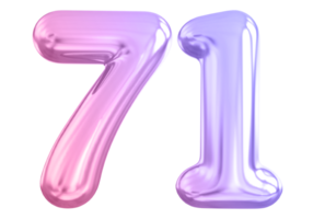 71 number gradient 3d render png