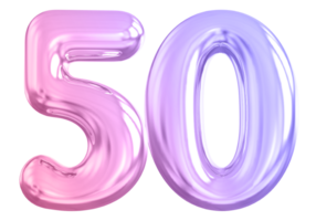 50 number gradient 3d render png