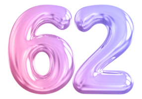 62 number gradient 3d render png