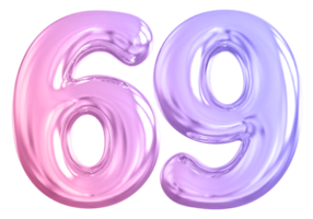 69 number gradient 3d render png