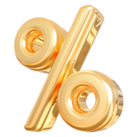 ouro por cento símbolo ícone 3d render png