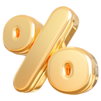 oro por ciento símbolo icono 3d hacer png