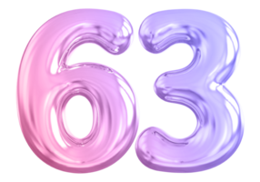 63 number gradient 3d render png