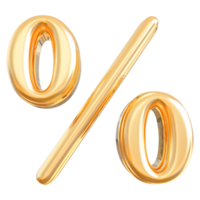 Gold percent symbol icon 3d render png