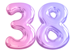 38 number gradient 3d render png