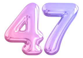 47 number gradient 3d render png